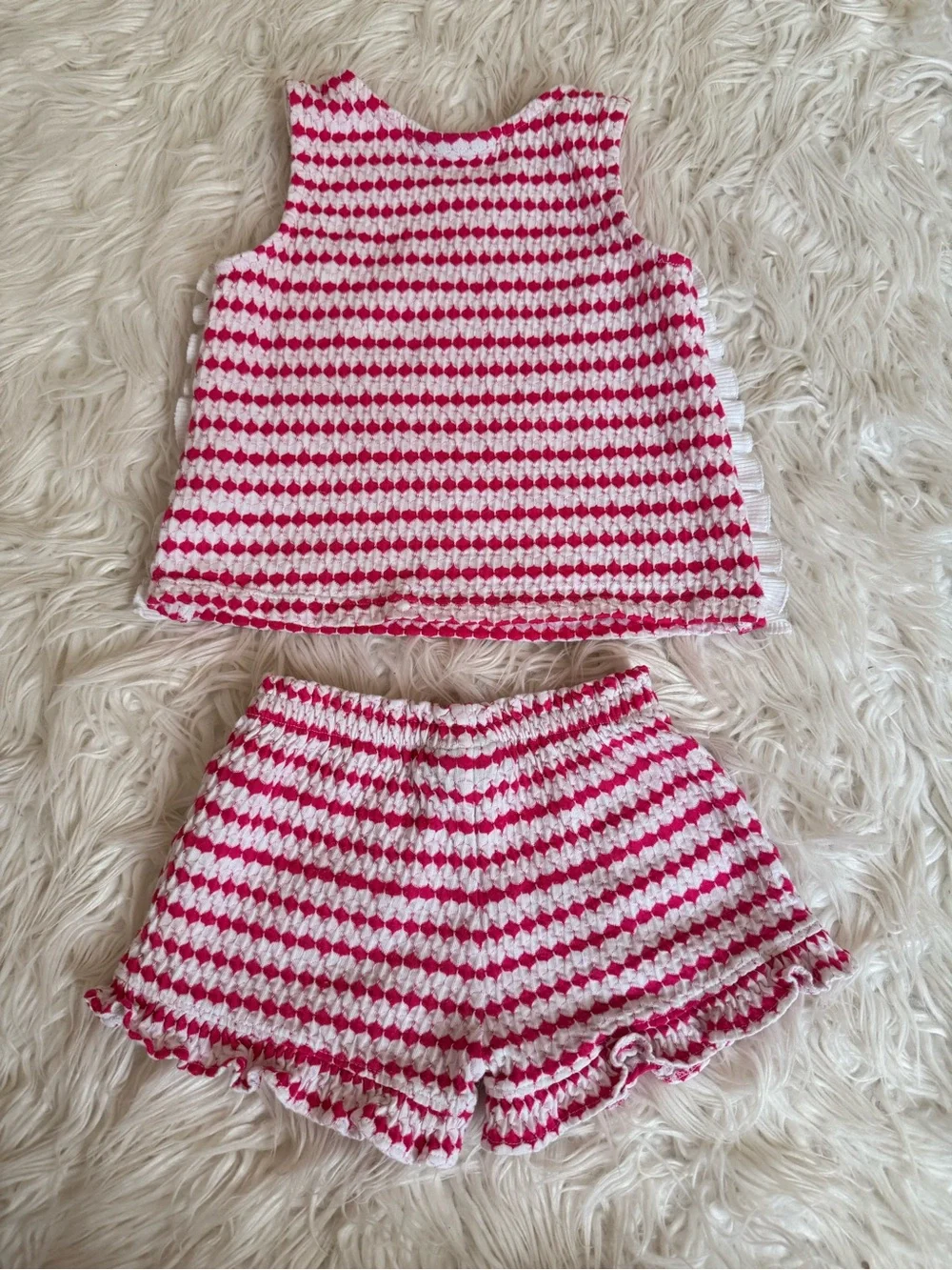 Tommy Hilfiger Girls 4T Pink White Textured 2-Piece Shorts Set